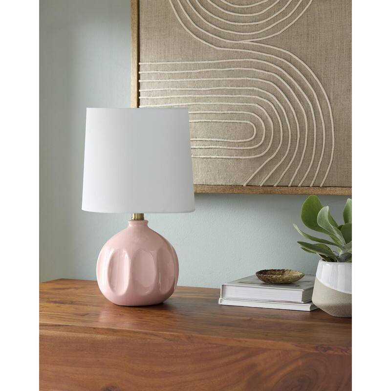 Livabliss Bellune Global Accent Table Lamp - 15"H x 10"W x 10"D - Pink