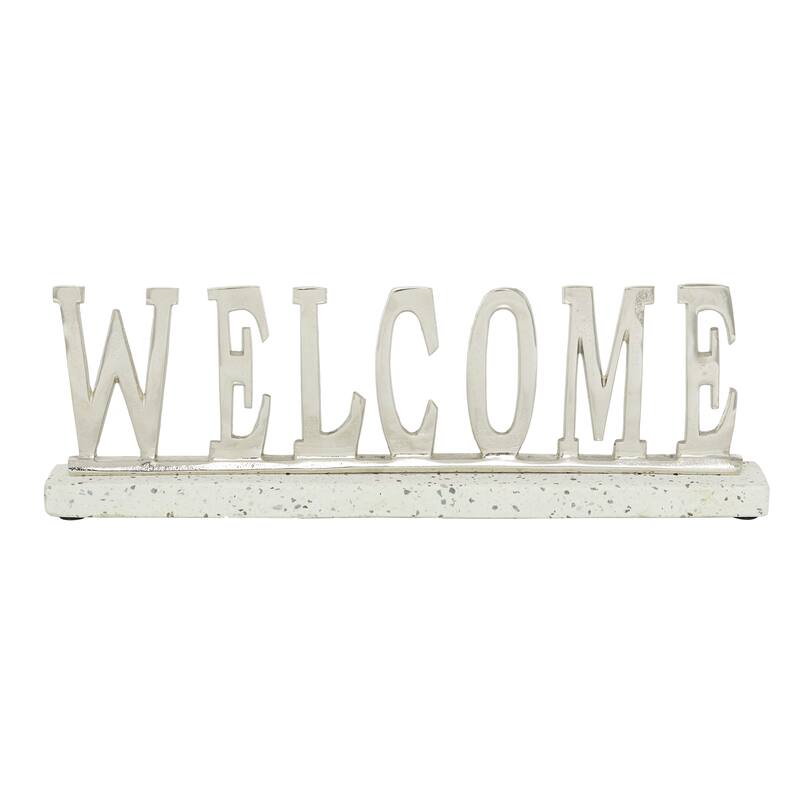 Silver Terrazzo Modern Decorative Sign 7 x 21 x 2 - 21 x 2 x 7