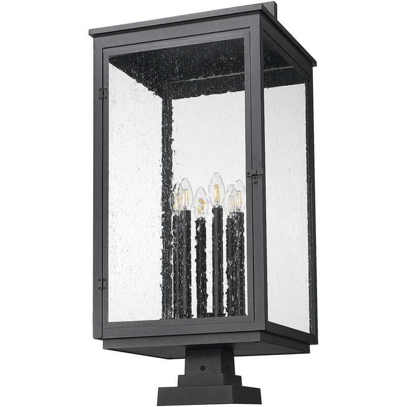 Z-Lite 5019PHXXLS-SQPM Hartwell 6 Light 34" Tall Post Light with Seedy