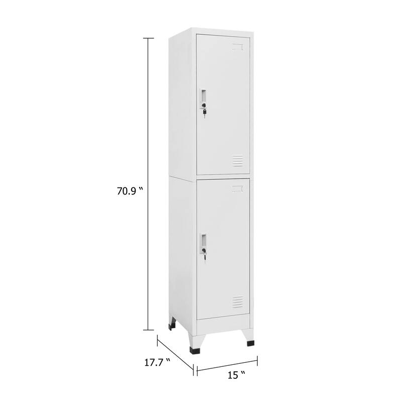 Sonia Rectangular Locker Cabinet with 2 Lockable Doors, Gray Steel