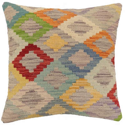 Tribal Mann Turkish Hand-Woven Kilim Pillow - 18'' x 18''