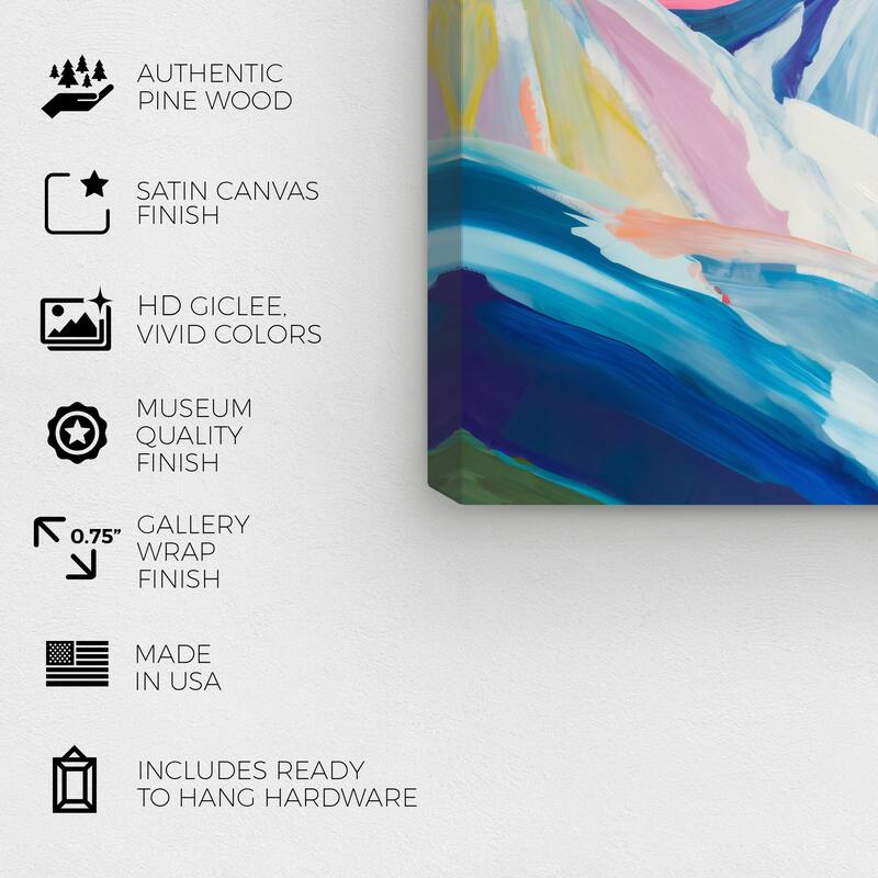 Wynwood Studio Abstract Ice Mountains in Pastels Blue and Modern & Contemporary Wall Art Canvas Print