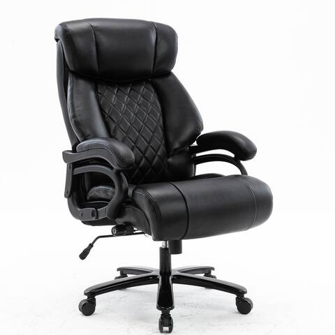 High Back Big Executive Office Chair 400lb- Adjustable Lumbar Support, Heavy Duty Metal Base, Ergonomic Design for Back Pain