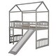 preview thumbnail 5 of 5, Concise & Unique Twin Size Loft Bed with Slide, House Bed with Solid Pine Legs and Durable Frame, Full-length Guardrail