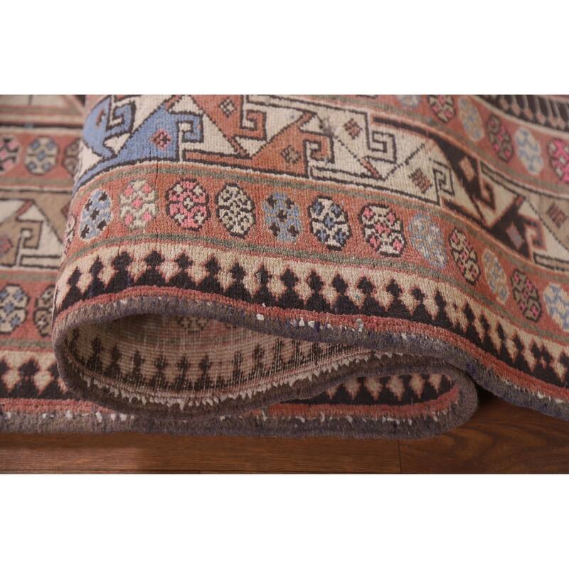 Hand Knotted Oriental 100% Wool Carpet Traditional Geometric Pink Meshkin Area Rug - 9' 4'' X 4' 11''