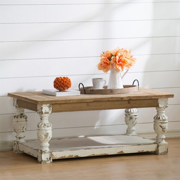 Coffee Table, Rectangle, Antique White-Washed, Farmhouse - On Sale