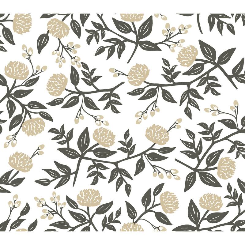 Rifle Paper Co. Peonies Gold Floral Premium Peel + Stick Wallpaper