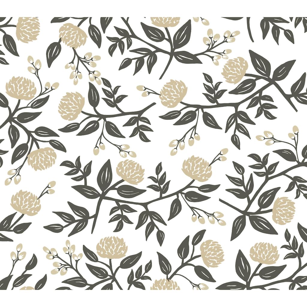 Rifle Paper Co. Peonies Gold Floral Premium Peel + Stick Wallpaper