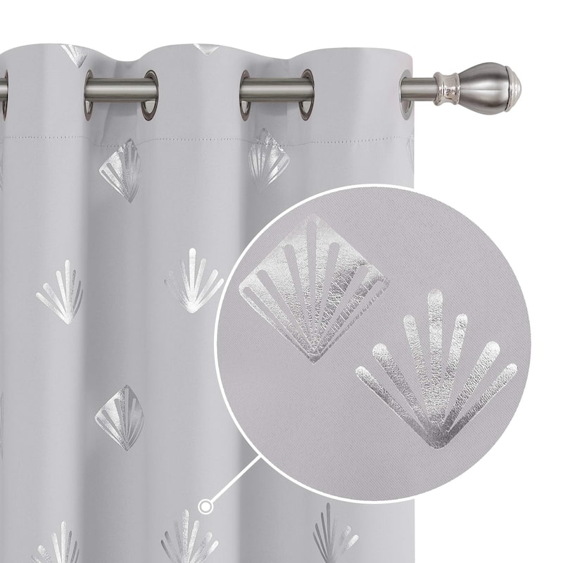 Shell Pattern Room Darkening Curtain Panel (2 Panels) - 42 x 84 inch - White