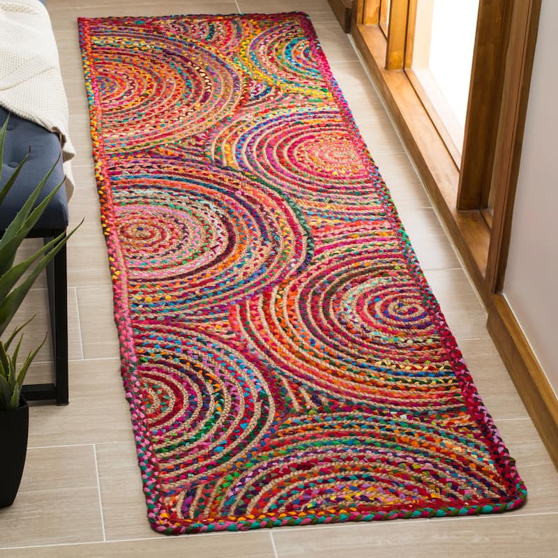 SAFAVIEH Handmade Cape Cod Mariam Coastal Jute Rug - 2'3" x 8' Runner - Red/Multi