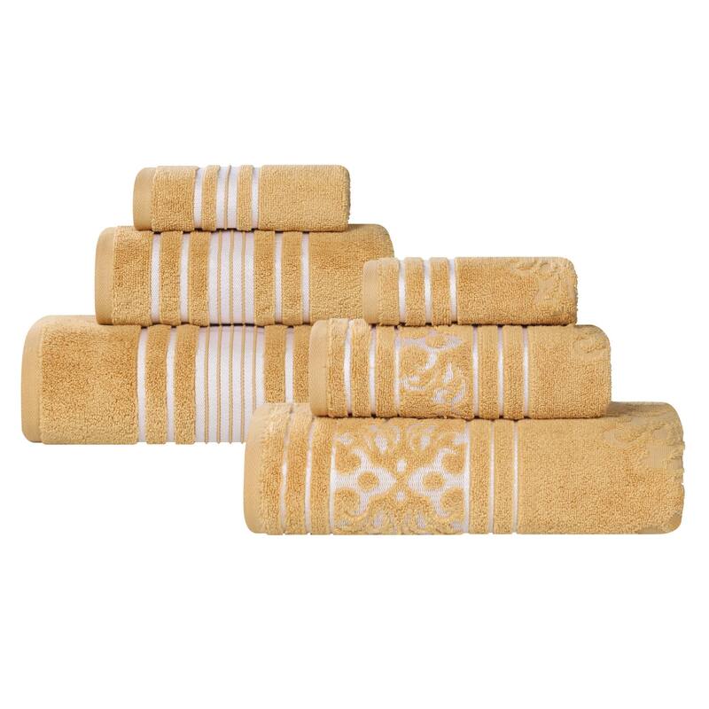 Superior Sadie Zero Twist Cotton Solid and Floral 6 Piece Towel Set