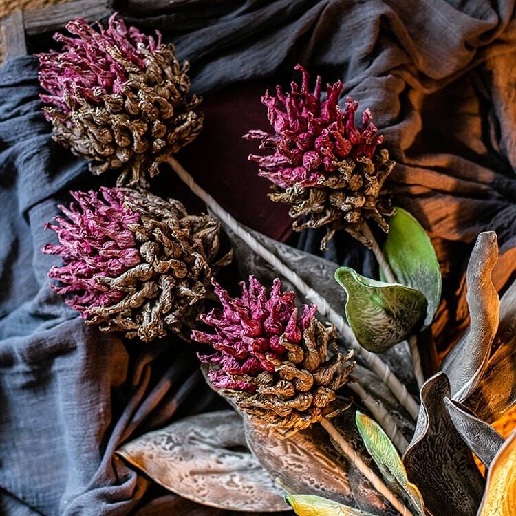 RusticReach Artificial Tall Stem Flower Mulan Thistle 43" Tall