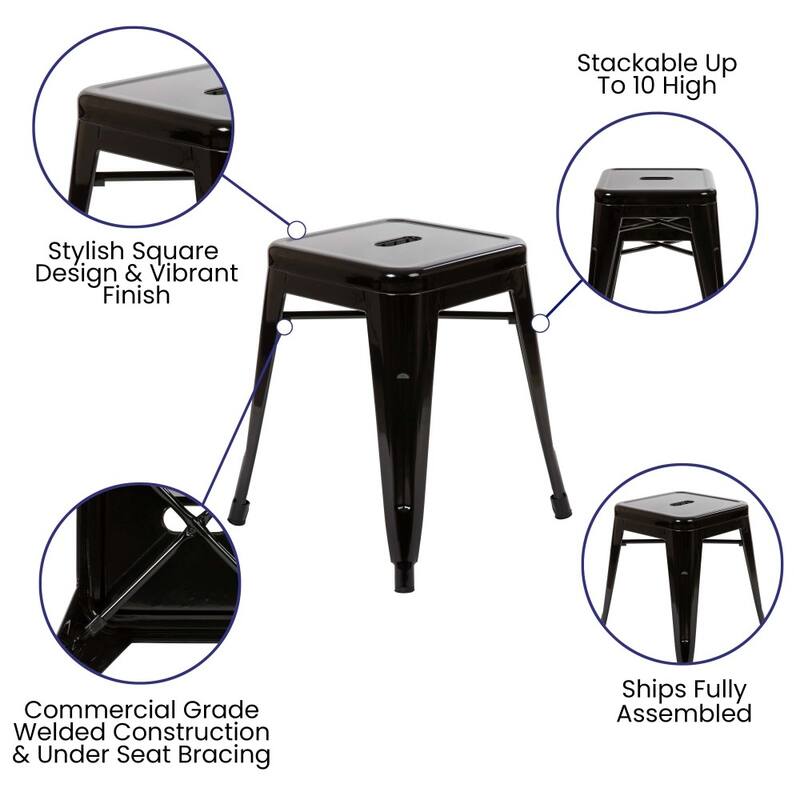 18 Inch Table Height Indoor Stackable Metal Dining Stool-Set of 4