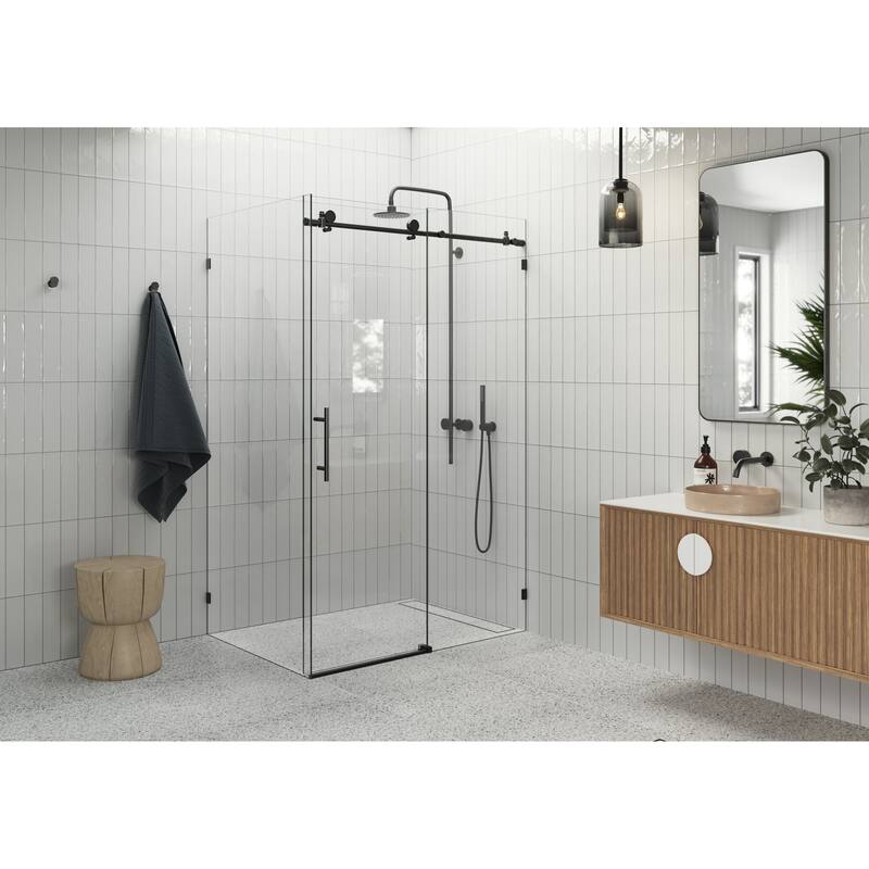 Glass Warehouse 48 in. - 52 in. x 32 in. x 78 in. Frameless Sliding Shower Door with Return Panel