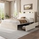 preview thumbnail 10 of 16, Boucle Bed Frame with Storage Headboard, Upholstered Platform Low Profile Bed Frame with 4 Storage Drawers Beige_Full - Full