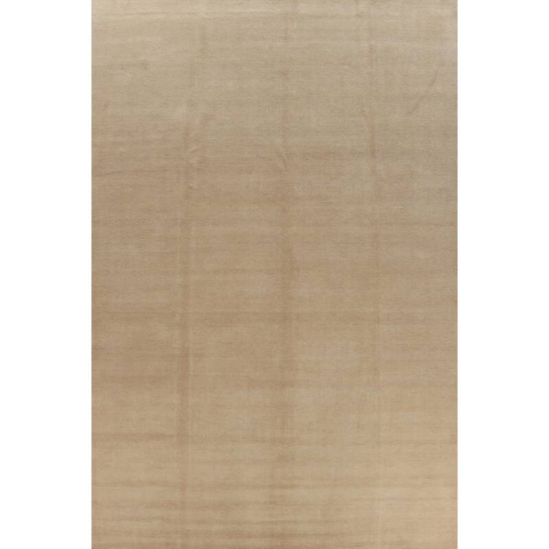 Hand Knotted Oriental 100% Wool Carpet Modern Solid Beige & Ivories Gabbeh Area Rug - 13' 9'' X 9' 11''