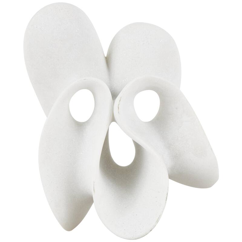 Polystone Abstract Wavy Shaped Decorative Sculpture with Cutouts and Speckled Texturing - White - Roche River Decor