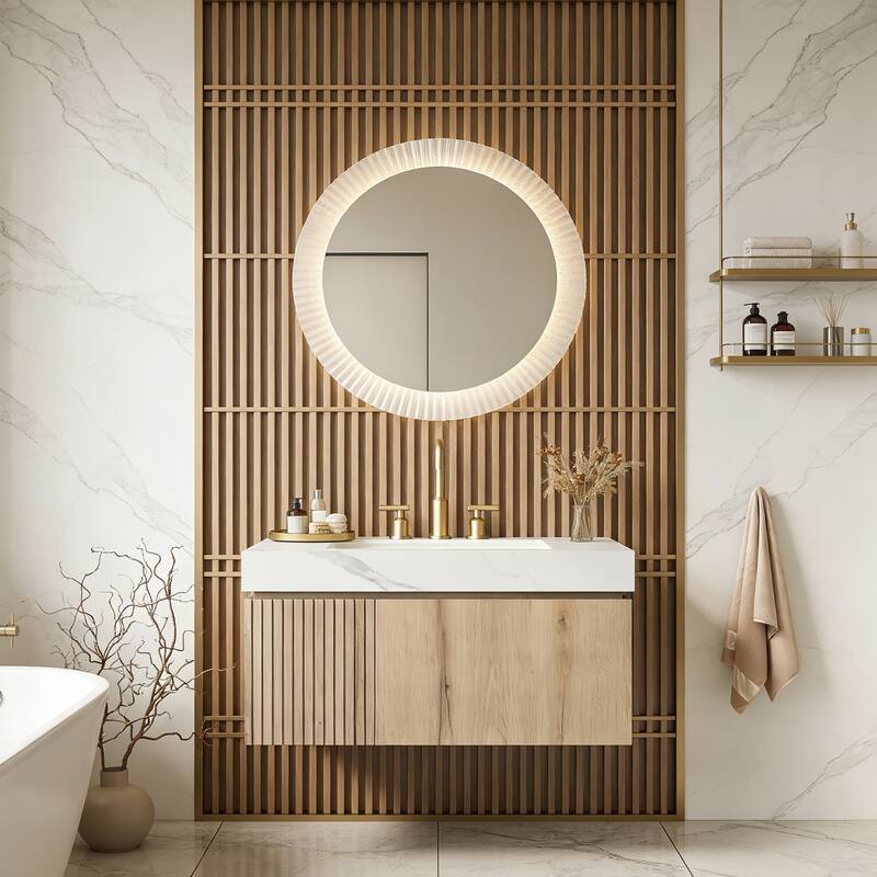 Floating Storage Bathroom Vanity with 3 Pre-drilled Faucet Holes