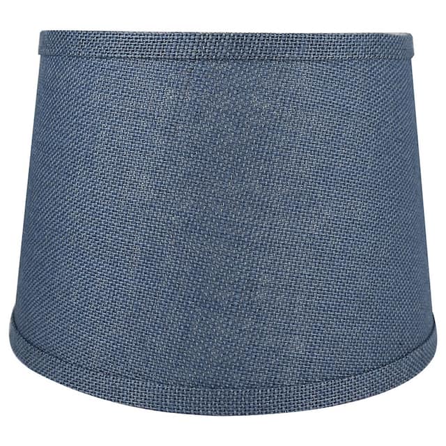 French Drum Burlap Lampshade, 12" to 16" Bottom Size - 12" - Navy Blue