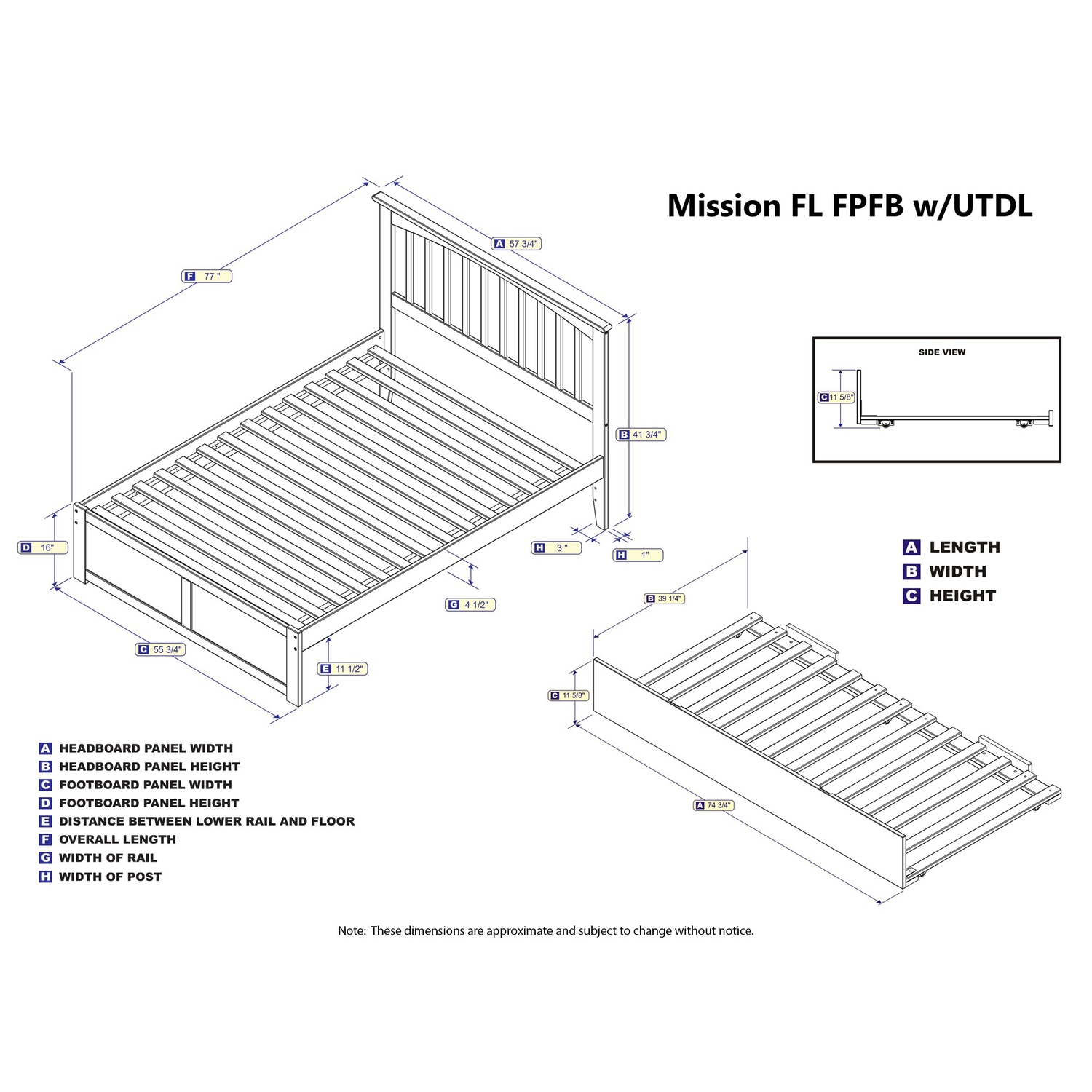 Asian Allure Platform Bed with Trundle & Turbo Charger, Twin Size Bed Frame, Espresso Finish