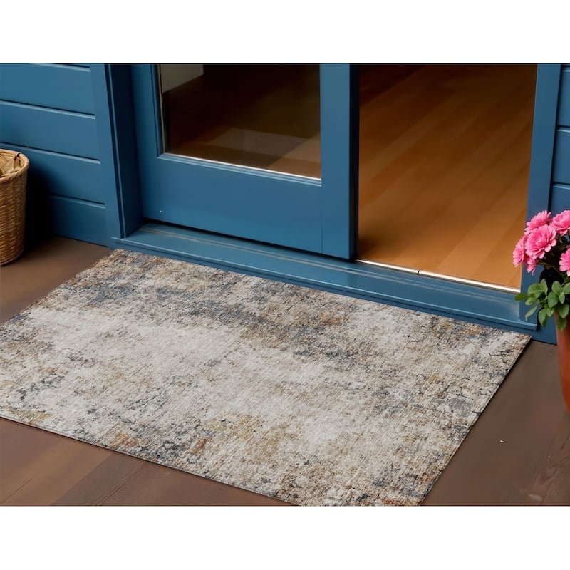 HomeRoots Abstract Transitional Rectangle Outdoor Rug - 3' x 5'