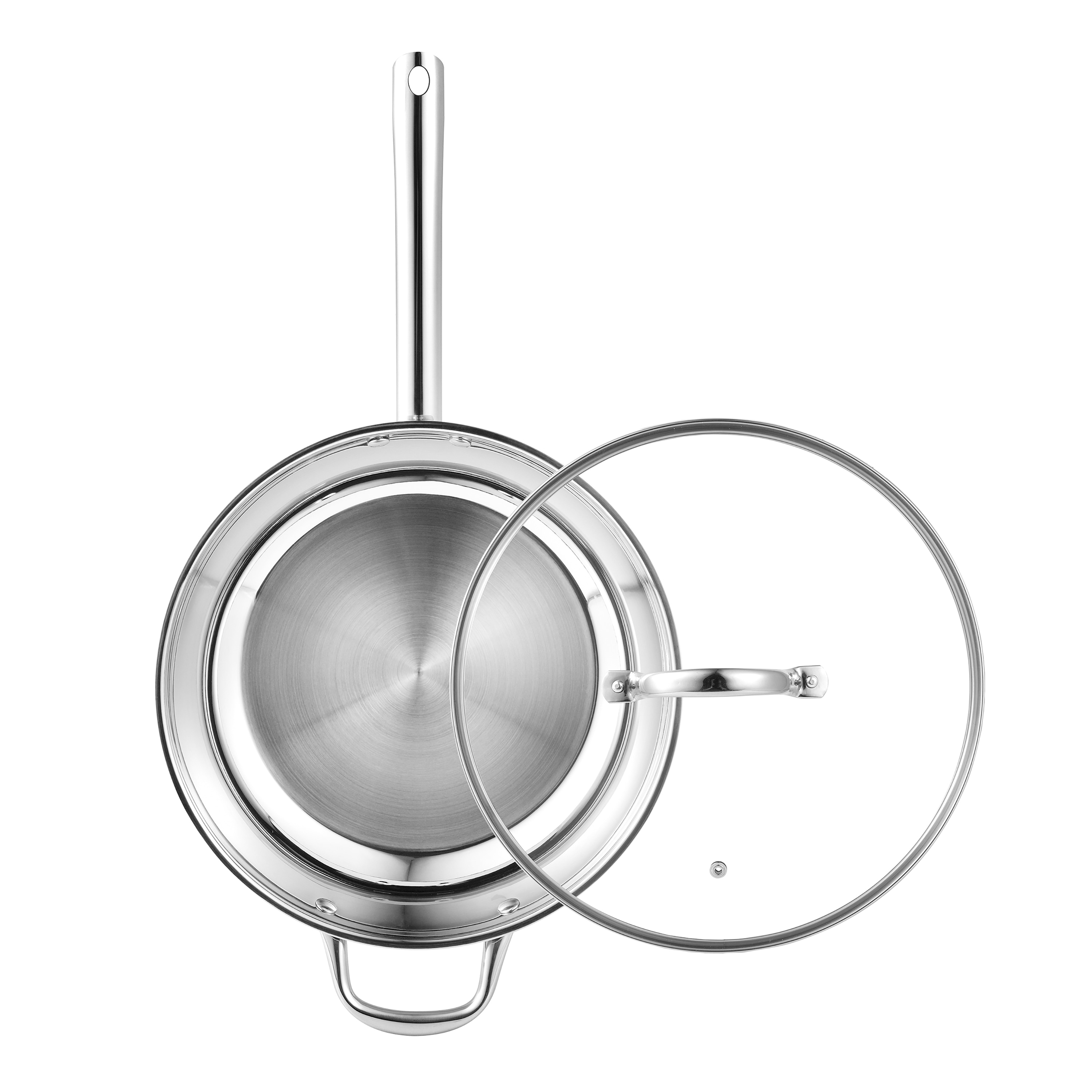 Bergner 12-Inch Fry Pan Stainless Steel Dishwasher Safe Induction Ready  with Lid
