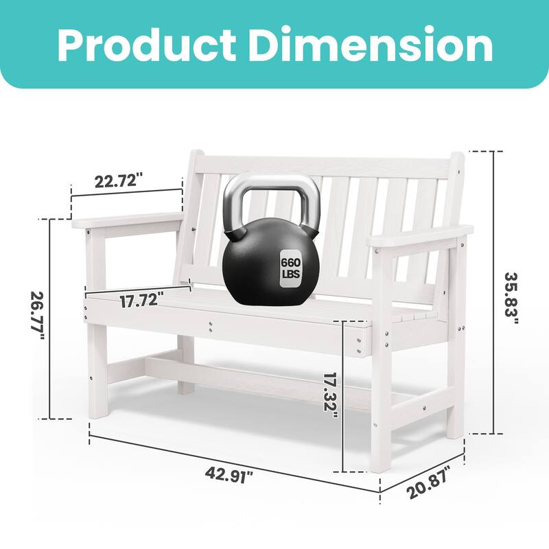 Outdoor 2-Person Garden Bench 42.92-in W x 35.83-in H