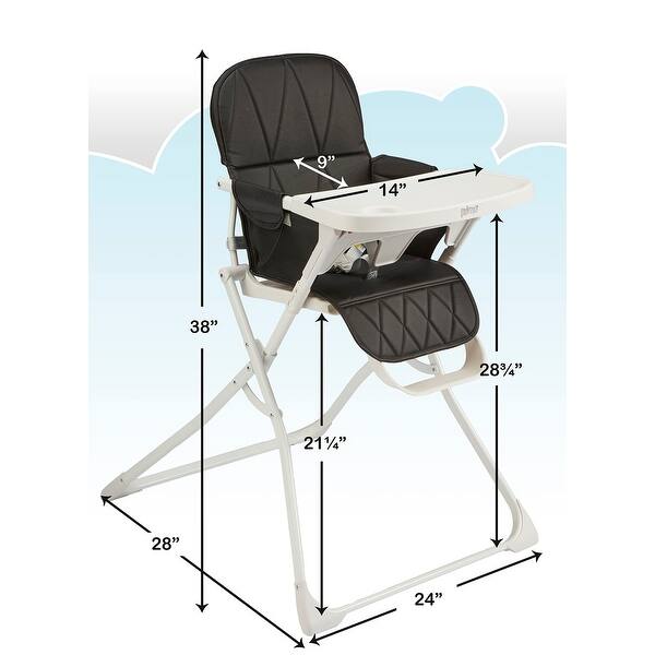 dimension image slide 0 of 2, Folding High Chair (for 6 to 36 Months), Folding Beach High Chair with Removable Dishwasher Safe Tray, Safety Harness