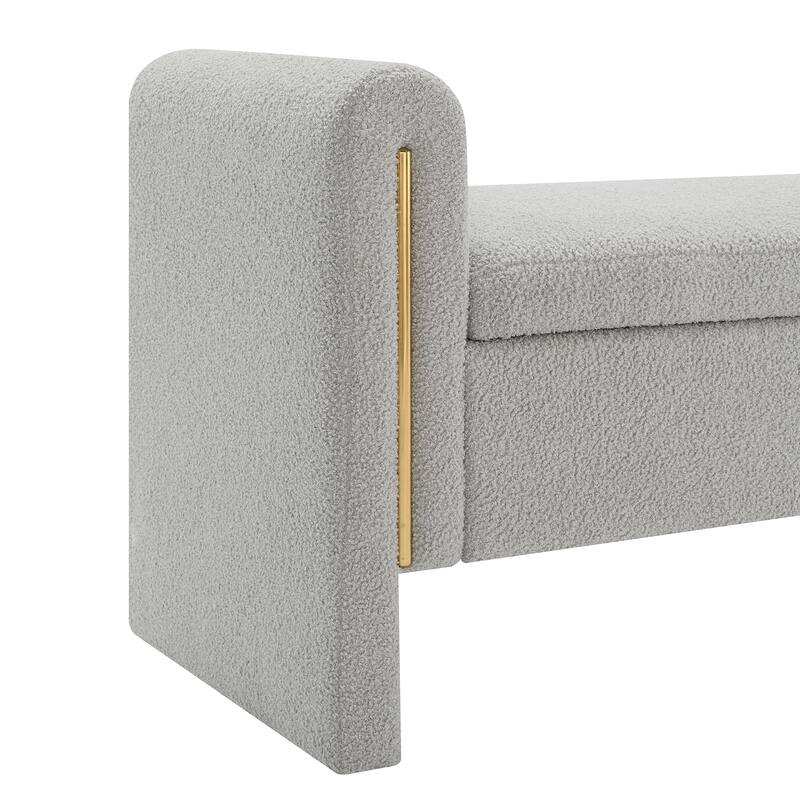 Modern Teddy Upholstered Bed End Bench with Storage and Arms