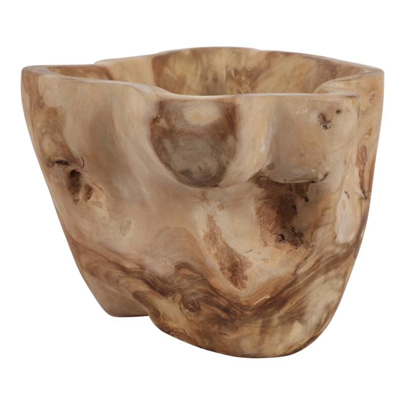 Rustic Teak Wood Hand-Carved Decorative Bowl Home Accent - 13" Brown - 13.0"