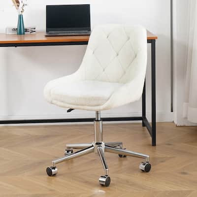Modern Teddy Fabric Home Office Chair with Metal Legs-Set of 1-Lift Adjustment (3 Colors）