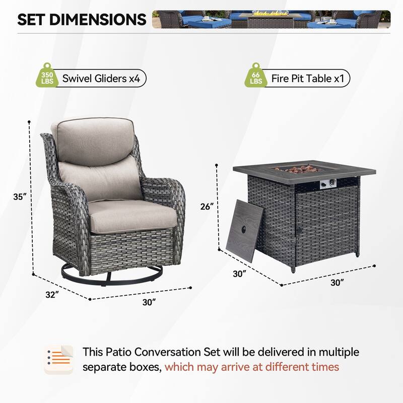 Outdoor Swivel Glider Chair Patio Chairs with 5-Inch Thick Cushions