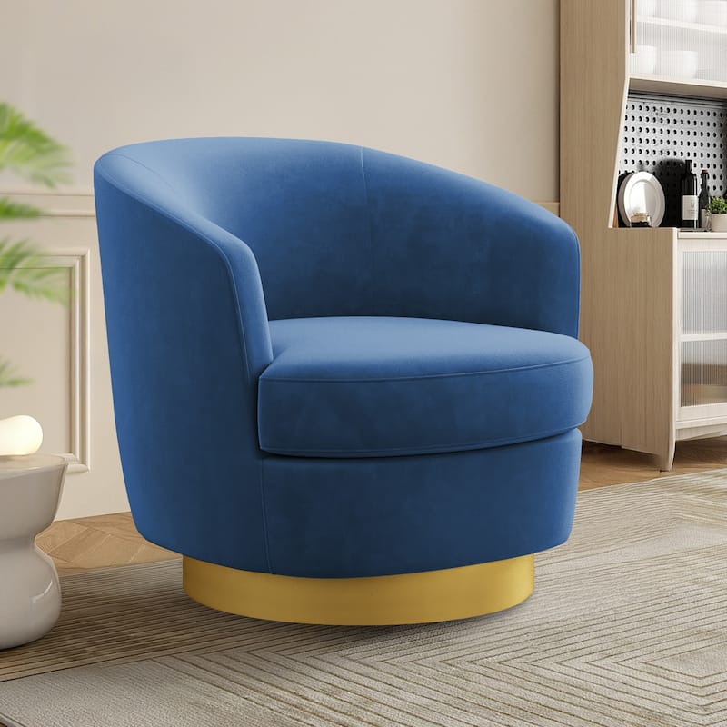 360 Degree Velvet Swivel Club Chair, Soft & Comfotable - 1 Piece - Sapphire