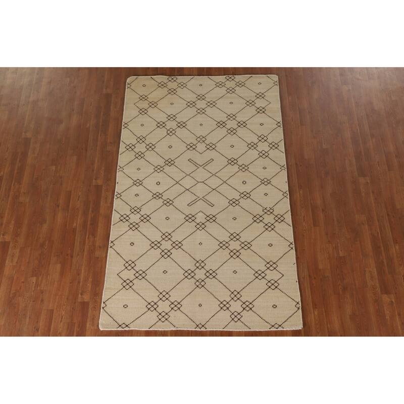 Geometric Moroccan Oriental Area Rug Bedroom Handmade Wool Carpet - 4'9"x 7'10"