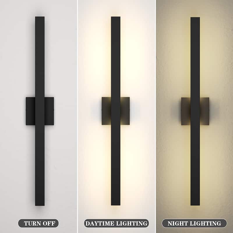 Black Aluminum LED Outdoor Wall Sconce Linear Wall Mounted Lights