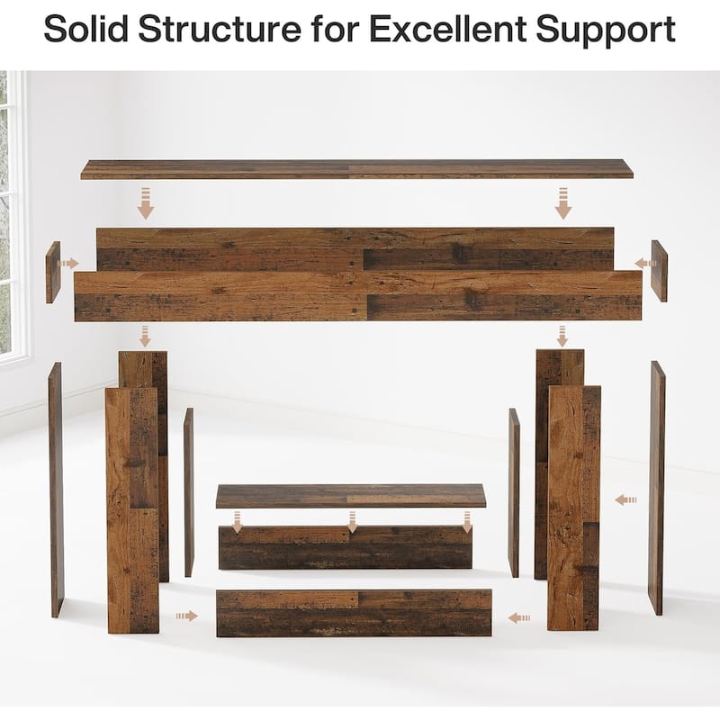 63 Inches Console Table, Farmhouse 2 Tiers Entryway Table, Sofa Table