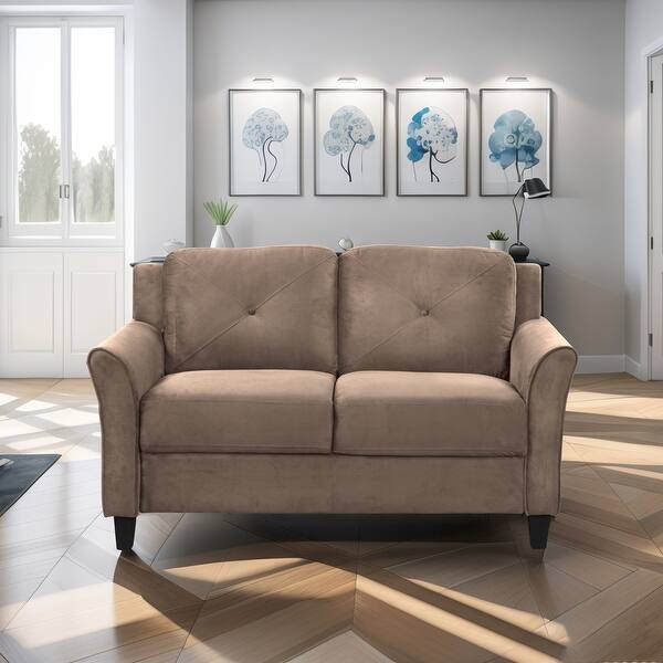 Three Piece Indoor Brown Microsuede Five Person Seating Set Three Piece Indoor Brown Microsuede Five Person Seating Set