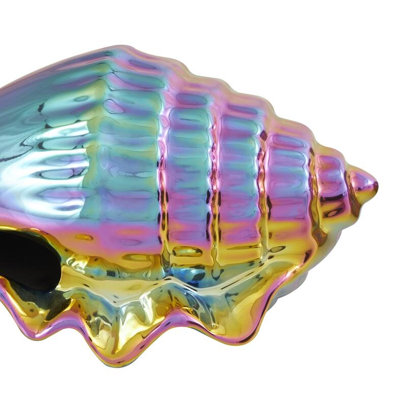 Silver, White or Multi Colored Porcelain Ceramic Shell Shell Decorative Sculpture (Set of 3)