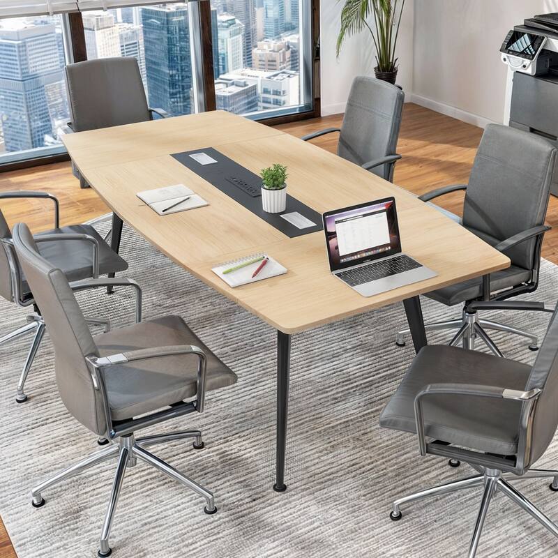 Moasis 6FT/8FT Conference Table Boat Shaped Meeting Table with Rectangle Grommet