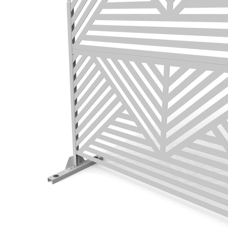 Outdoor 75'' x 47'' Metal Privacy Screen Fence Panel Line Pattern