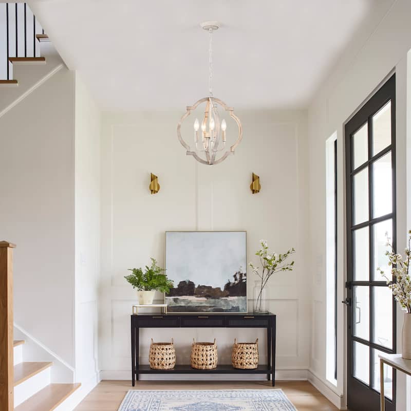 4-Light Rustic Candlestick Hanging Linear Chandelier Lighting Island Chandelier for Dining Room Kitchen Island