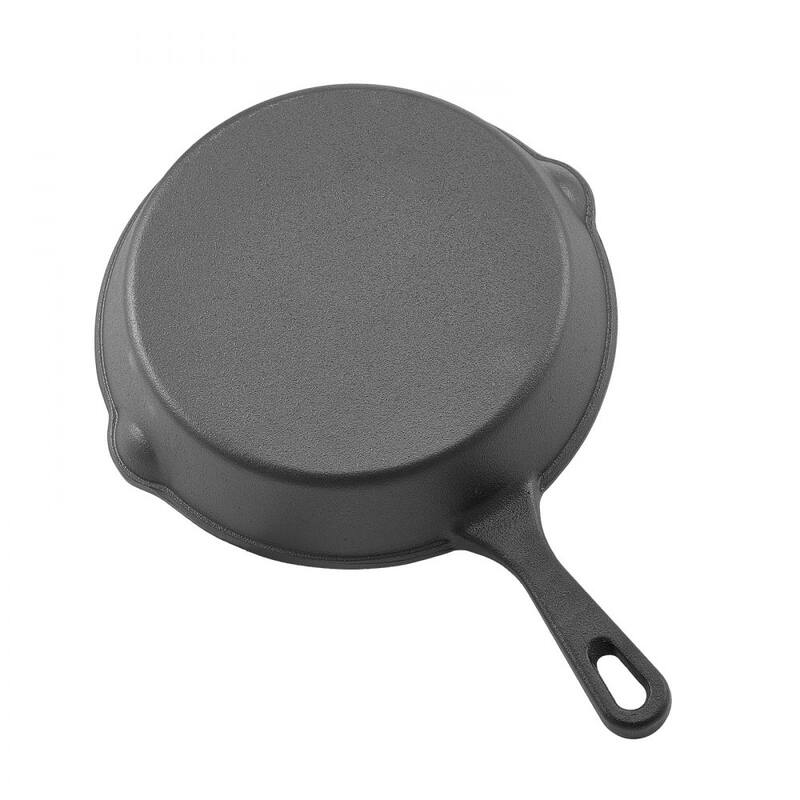 3 Piece Black Cast Iron Skillet Frying Pan Set with Ergonomic Handle for Stovetop and Oven Cooking