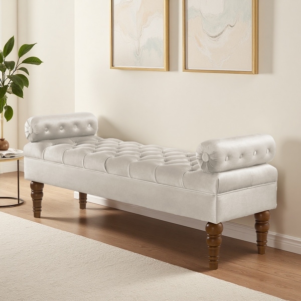 51.5"L Velvet Upholstered Bench