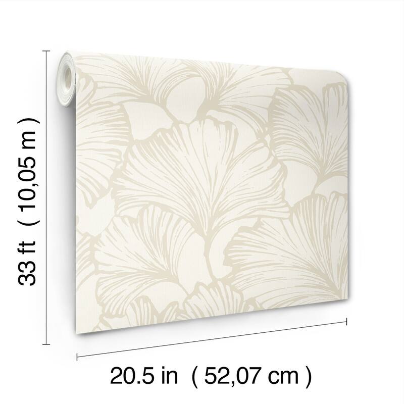 A-Street Prints Kyoto Pearl Ginkgo Leaf Wallpaper