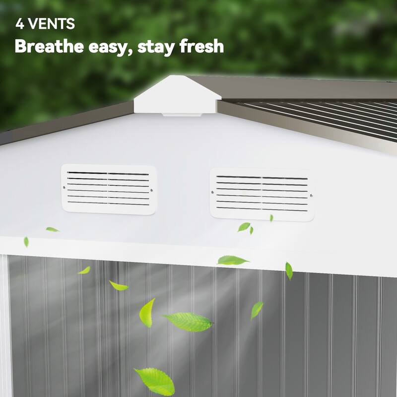Outsunny 9' x 6' Outdoor Backyard Garden Tool Shed with Double Sliding Doors, 4 Airy Vents, & Durable Steel
