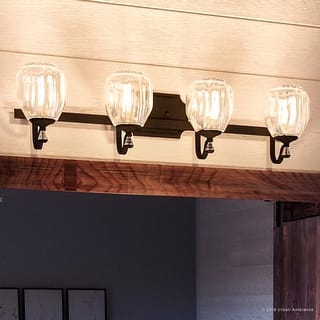 Luxury Crystal Bathroom Vanity Light, 7.5"H x 32"W, with French Country Style, Olde Bronze Finish by Urban Ambiance