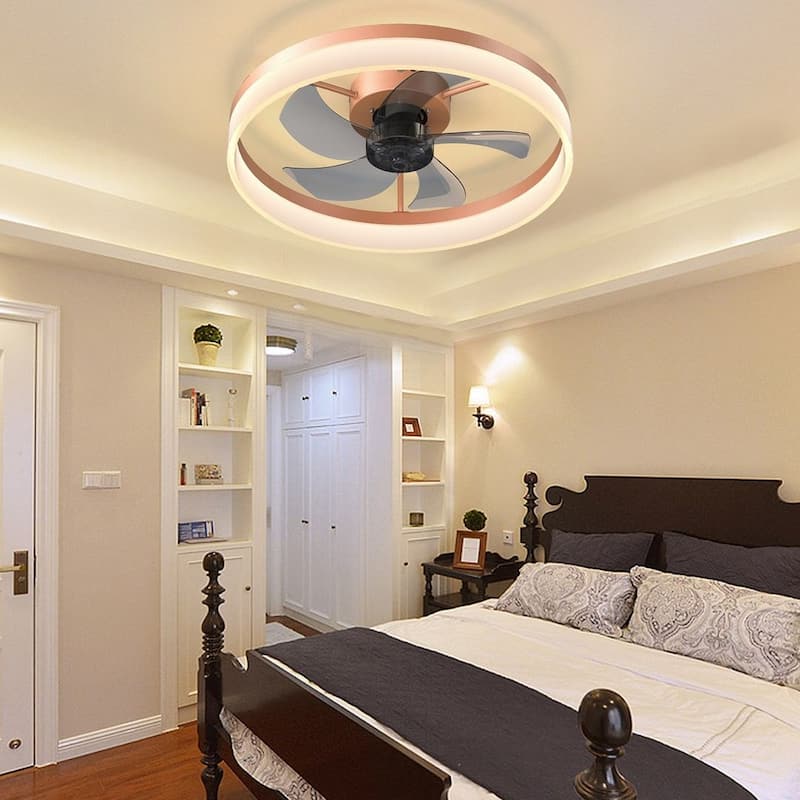 Modern Flush Mount Ceiling Fan with Lights