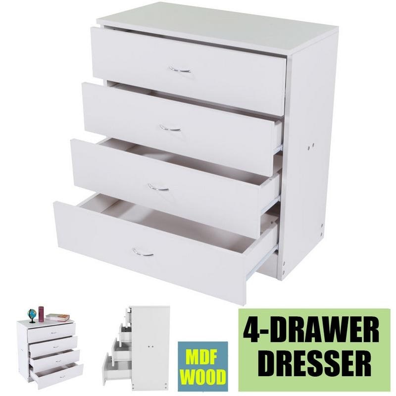 Shop Furniture Mdf 4 Drawer Wood Storage Chest Nightstand White Black Overstock 22813908 Black