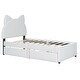 preview thumbnail 9 of 7, Pine Wooden Twin Size Upholstered Platform Bed with Cartoon Ears Shaped Headboard, Kid's Bed with 2 Drawers, White