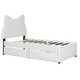preview thumbnail 8 of 44, Twin/Full Size Upholstered Platform Bed with Cartoon Ears Shaped Headboard and 2 Drawers